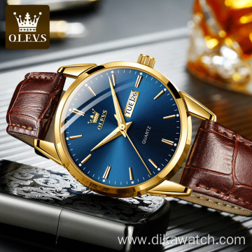 OLEVS Top Brand Luxury Men Classic Quartz Waterproof Watch Leather Strap Calendar Casual Business Fashion Man Watch Reloj Mujer